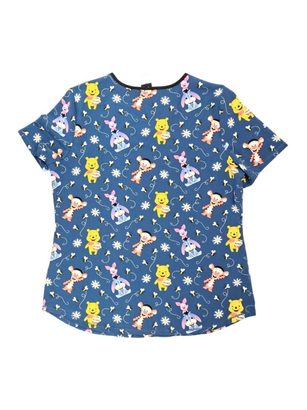 Disney Winnie The Pooh Scrub Top Tigger Eeyore V-Neck Short Sleeve Women Medium - Picture 9 of 10